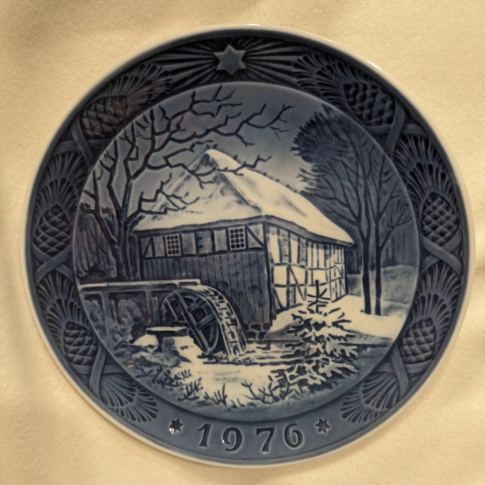 Royal Copenhagen Vibaek Water Mill Collector 7.25" Plate, 1976 Limited Edition
